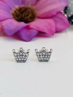 Orecchini Corona In Argento Con Cristalli - Immagine 1 di 4