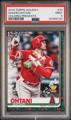 2019 Topps Holiday HW33 SHOHEI OHTANI Holding Present Variation SSP PSA 9 - Image 1 of 2