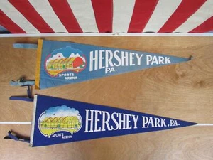 Vintage 1950s Hershey Park PA.Sports Arena Pennants 2 Wool/Felt 26" Bears Hockey - Picture 1 of 10