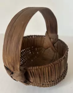 Mini cesto primitivo vintage stecca legno glutei erba marina - Foto 1 di 4
