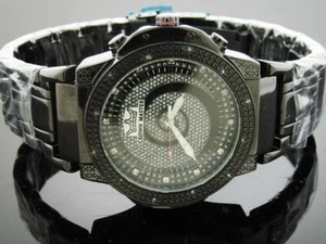 Men's Crown Master 48MM Round 12 Diamonds Black tone watch - Picture 1 of 4