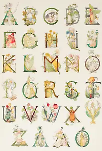 Repro Postkarte: Alphabet ABCs der schwedischen Künstlerin Ottilia Adelborg - Bild 1 von 3