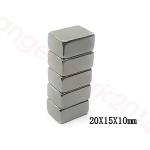 5-100 piezas 20mmX15mmx10mm Bloque Súper Fuerte Tierra Rara Imán de Neodimio N50 - Imagen 1 de 3