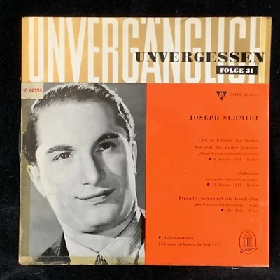 JOSEPH SCHMIDT tenor - I - Puccini, Leoncavallo, Adam - ODEON 7-INCH 45-RPM LP - Image 1 of 4