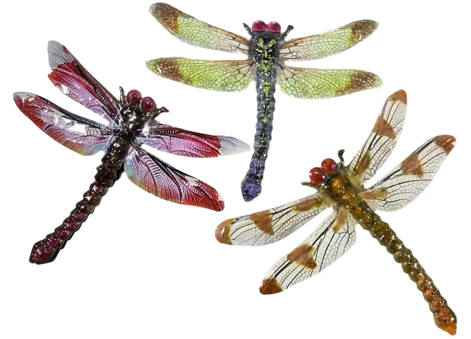 Металлическая стрекоза настенное украшение цветной 16,5 дюйма выберите из 3 стилей - Изображение 1 из 2