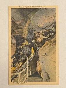 Cartolina d’epoca in lino Howe Caverns New York pagoda cinese nel tempio di Titano NY - Foto 1 di 3