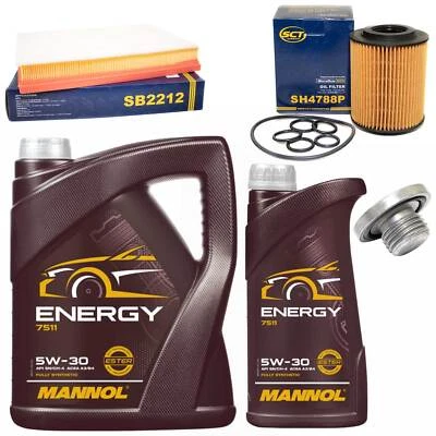 MANNOL Motoröl Filter Set 5W-30 6 Liter + Ölablassschraube für Opel Astra H 1.7 CDTi