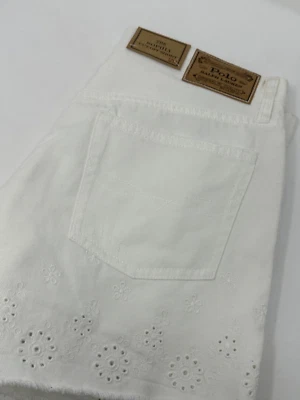 Nuevo con etiquetas Pantalones Cortos Polo Ralph Lauren Para Mujer Blanco Ojales The Sophia Corte Denim Talla 27 Foto 1 de 4