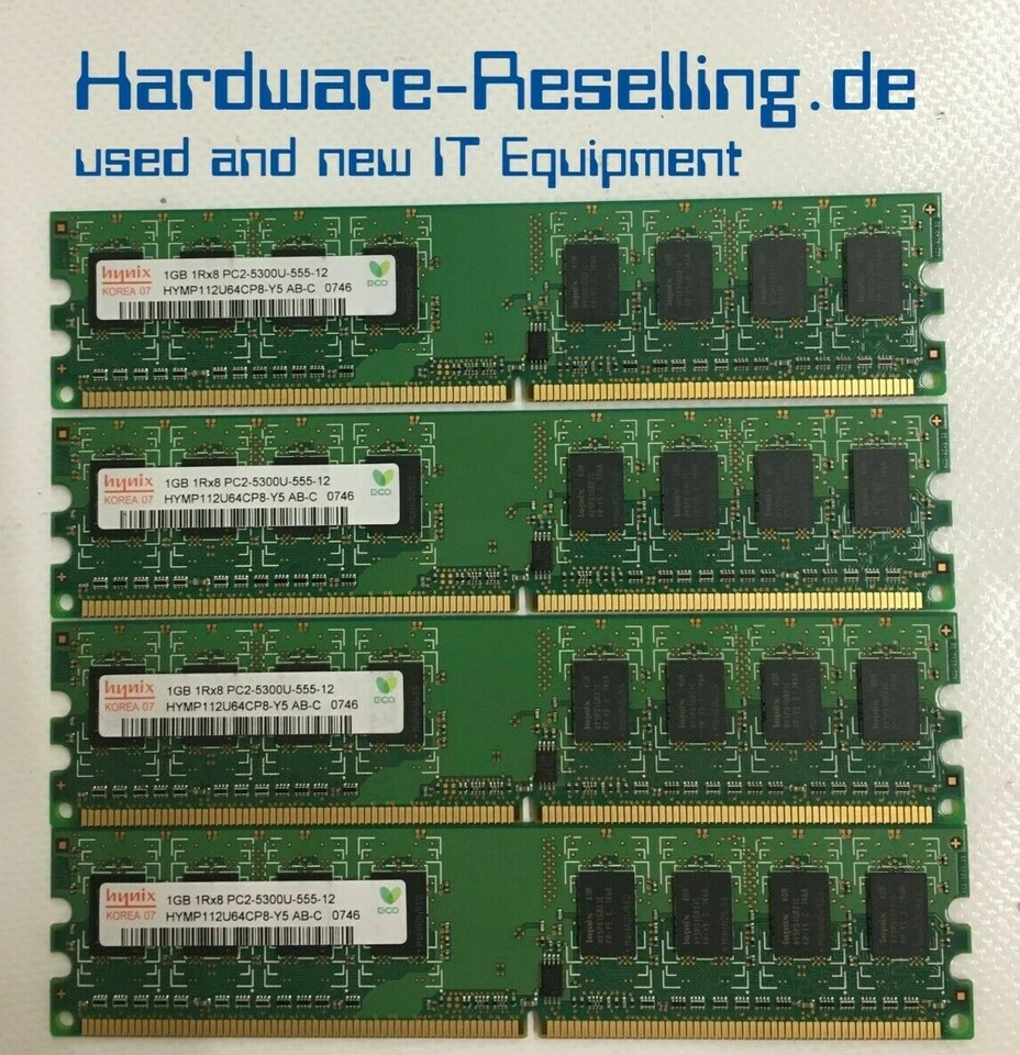 Hynix HYMP112U64CP8-Y5 AB-C 1GB PC2-5300U DDR2 667MHz 44V2028 Quad Kit RAM - Image 1 of 1