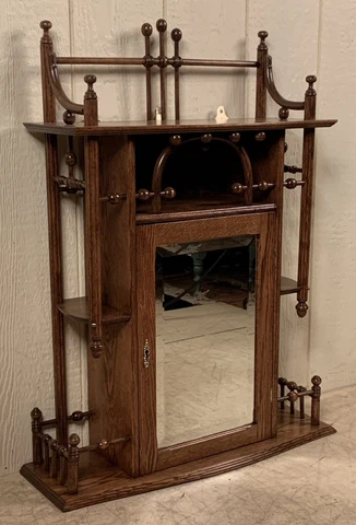 Antique Oak Large Stick and Ball Medicine Cabinet Cover