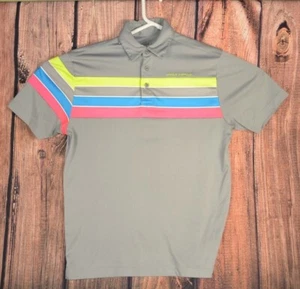 Men's Under Armour Medium Chest Stripe Polo Golf Shirt Gray - Picture 1 of 4