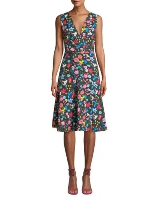 NWT Elie Tahari Jila Black Floral Fit & Flare Dress Size 0 MSRP $368 - Image 1 of 4