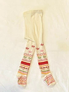NWT 1Y 2Y 12m Baby/Toddler Girls Designer Ivory & Red Snowflake Cotton Tights - Picture 1 of 1