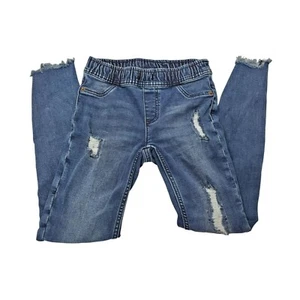 Pantalones de mezclilla Justice Girls talla 12 ajustados desgastados dobladillo crudo azul - Imagen 1 de 8