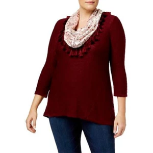 Style & Co Women's 0X Plus Size Printed Velvet Scarf Sweater Retail $79.50 - Picture 1 of 4