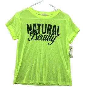 New Occasion Mesh Neon Yellow Short Sleeve Top Size XL Girls Casual Wear - Picture 1 of 12