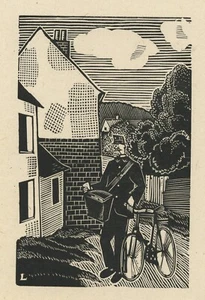 Jean Emile LABOUREUR Le facteur rural Holzstich Original 1925 - Bild 1 von 3