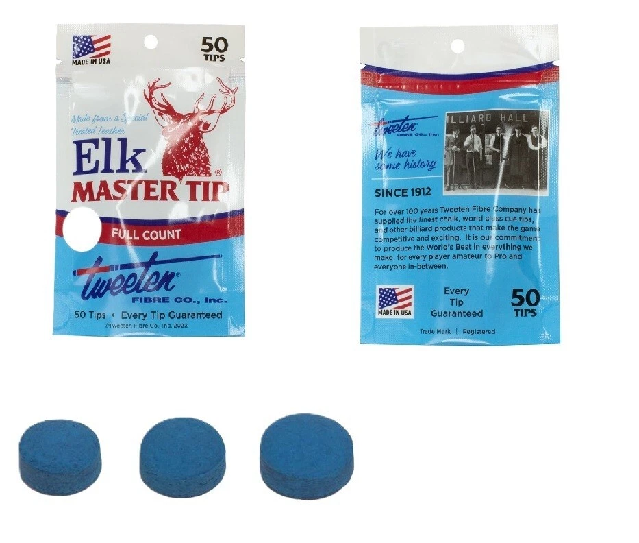 Set of 3 x Tweeten Elk Master Pool Snooker Billiard Tips Glue on type (10mm)  - image 1 of 1