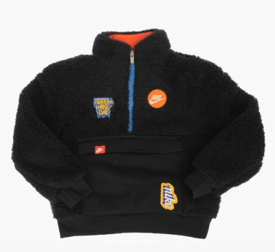 Nike Niños Negro Sherpa 1/2 Cremallera Talla 4 Ropa Deportiva Imitación Piel Sudadera Parche Logo Foto 1 de 4