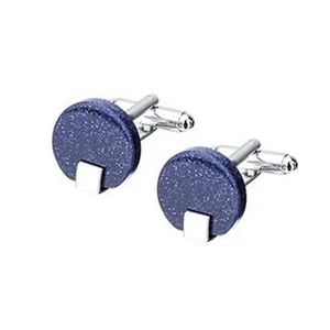 Smart Sparkly Glitter Blue Silver Cufflinks Round Business Fashion Shirt UK - Picture 1 of 8