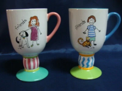 Pfaltzgraff Diseñador Colección Grandes Pies Tazas Amigos Gato y Perro 16 On. Foto 1 de 4