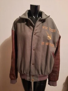 RARA giacca bomber vintage US Air Force in lana con maniche in pelle taglia media - Foto 1 di 8