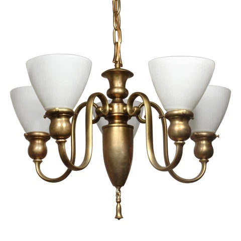 Antique Brass Colonial Revival Chandelier, Early 1900s, NC4598 Cover