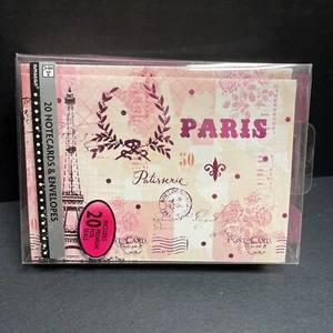 Amscan Paris Notecards & Envelopes 20 Count New Pink Includes Foil Seals - Picture 1 of 3