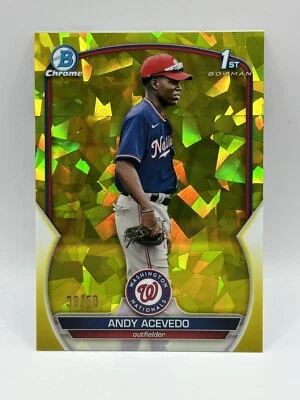 2023 1st Bowman Chrome Sapphire Andy Acevedo Yellow Refractor 38/50 Nationals SP - Image 1 of 2