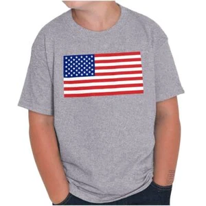 Patriotic American Flag Stars Stripes USA Unisex Kids Youth Crew T Shirts - Picture 1 of 9