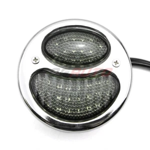 For Cafe Racer Cruiser Motorcycle LED Taillight Rear Brake Tail Light Chrome - Picture 1 of 7
