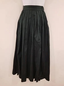 Vintage Skirt Black Long Silk Pleated Quality Retro Smart Gothic Maxi Size 12 - Picture 1 of 17