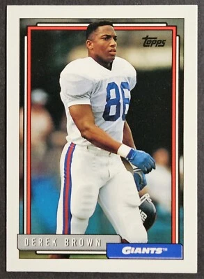 1992 Topps #720 Derek Brown Rookie RC Notre Dame Fighting Irish New York Giants - Image 1 of 2