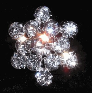 Flower Button Round Silver Crystal Shank Sewing Crafts W Hole Rhinestone Floral - Picture 1 of 12