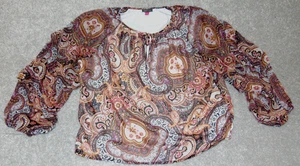 Vince Camuto Womens Long Sleeve Blouse Top Size Medium Ruffle Floral - Picture 1 of 9