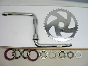 Plato de 40 dientes con manivela de acero cromado/plateado, 140 mm (5-1/2") con juego B/B - USADO - Imagen 1 de 22