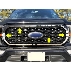 Polished Front Grille Accent Trim fit for 2021-22 Ford F-150 Pickup Truck [4pcs] - Foto 1 di 3