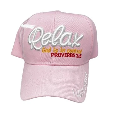 Baseball Hat Relax God is in Control Proverb 3:5 White Denim Christian Cap - Image 1 of 4