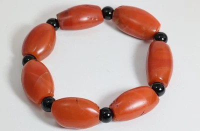 Old Tibetan Chinese Carnelian Pema Raka Bracelet Millennium Amulet Antique - Image 1 of 4