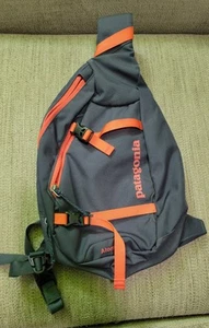 Patagonia Atom Sling Bag 8L Charcoal & Orange Water Repellent Front Pocket Pouch - Picture 1 of 10