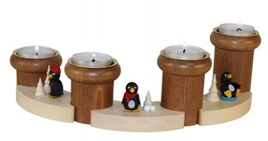 Adventsleuchter Pinguine 7-tlg mit Teelichtern bunt 32x8 cm Polarvögel Wintersee - Bild 1 von 1