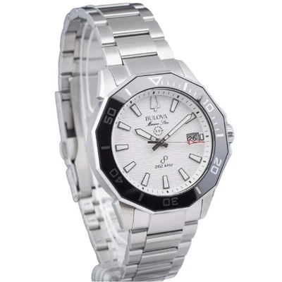 Reloj para hombre Bulova Marine Star Sapphire Precisionist 96B426 blanco con pantalla de fecha Foto 1 de 4