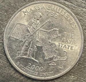 2000 P USA STATE QUARTER DOLLAR - MASSACHUSETTS 1788 - Washington Quarter - Picture 1 of 2