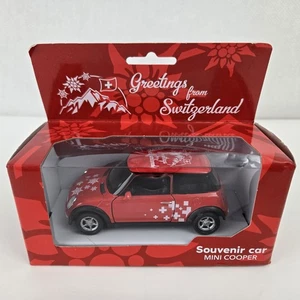 Welly Mini Cooper Souvenir car of Switzerland Die-Cast Red, Swiss Cross, 4.25" - Picture 1 of 8