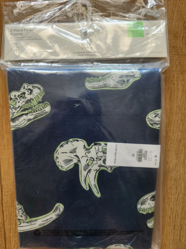Gap Organically Grown Cotton PJ Pajama Set Dinosaur Big Kid Size 12 Snug Fit