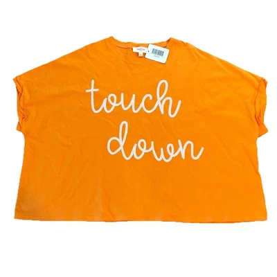 Peach Love TOUCHDOWN Sequin Oversized Football Shirt Buccaneers Volunteers Sz L - Image 1 of 4