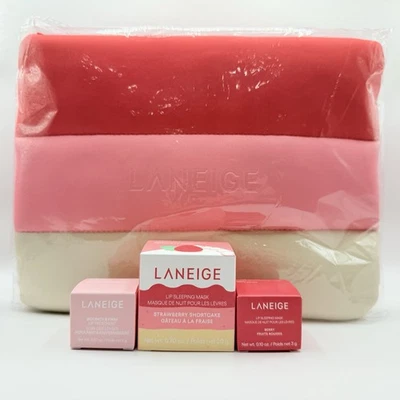 Laneige Strawberry Shortcake Pouch Gift Set Bag Lip Sleeping Mask Skincare Berry - Image 1 of 4
