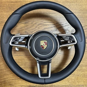 Porsche Macan Cayenne 911 971 Boxster Cayman steering wheel leather black - Bild 1 von 8