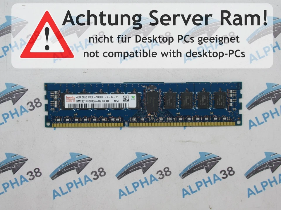 Hynix 4 GB DDR3-1333 PC3L-10600R (DDR3-1333) HMT351R7CFR8A-H9 CL9 135 V Server - Immagine 1 di 1