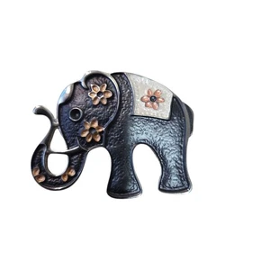 Coronet Elephant Magnetic Brooch Black Gold NWT Boutique Jewelry Gift - Picture 1 of 1